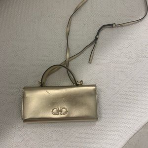 Salvatore Ferragamo Ladies Gancini Top Handle Mini Bag In gold